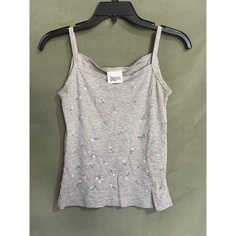Vintage Ragdoll Gray Floral Butterfly Cami Tank Kids Medium Fits Womens XSmall